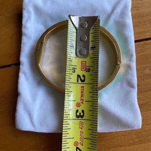 Kate Spade New York Like Hotcakes Gold Tone Teal Enamel Bangle Bracelet with Bag - Picture 15 of 15